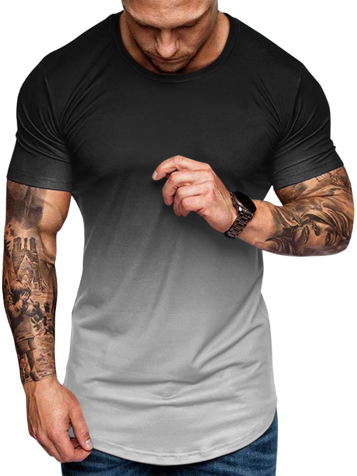 RRHSS Men's Muscle Gym T-Shirt - Short Sleeve Workout Shirt for Bodybuilding & Athletic Training - Breathable Cotton Tee for Gym, Running & Fitness Training
