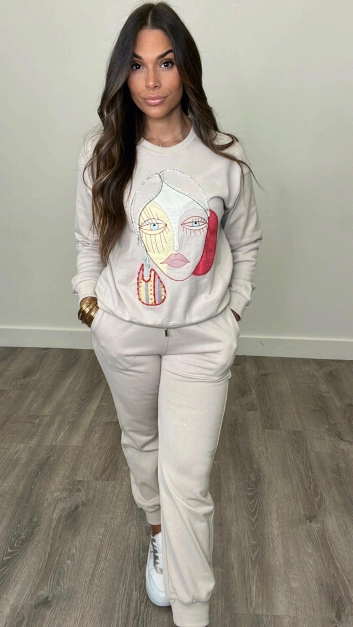 Reina Khaki Women's Casual Pullover Sweatshirt | Soft Cotton Blend | Loose Fit Hoodie for Everyday Wear & Street Style Fashion