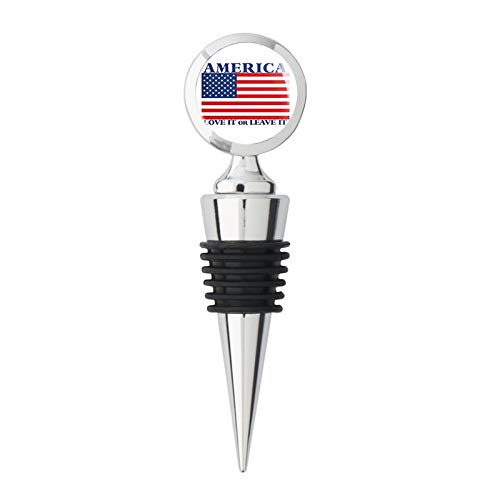 Patriotic USA Flag Metal Wine Bottle Stopper - American Themed Wine Accessory for Parties, Gifts & Home Bar Decor