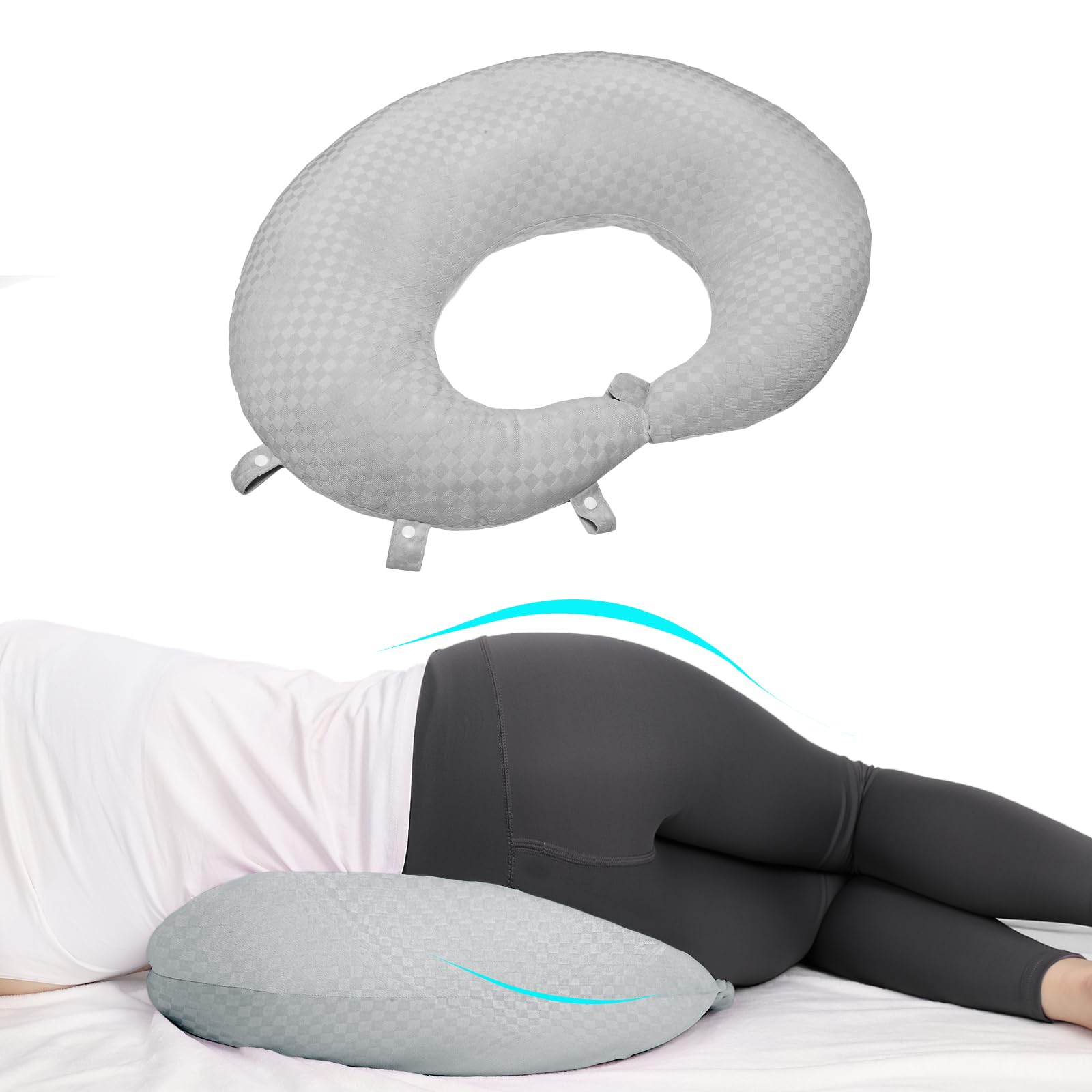 BBL Surgery Recovery Pillow - Post Brazilian Butt Lift Donut Cushion for Sitting, Sleeping & Driving - Orthopedic Seat Pillow for Women with Lumbar Support (Gray) - Perfect for Post-Op Comfort at Home, Office & Car