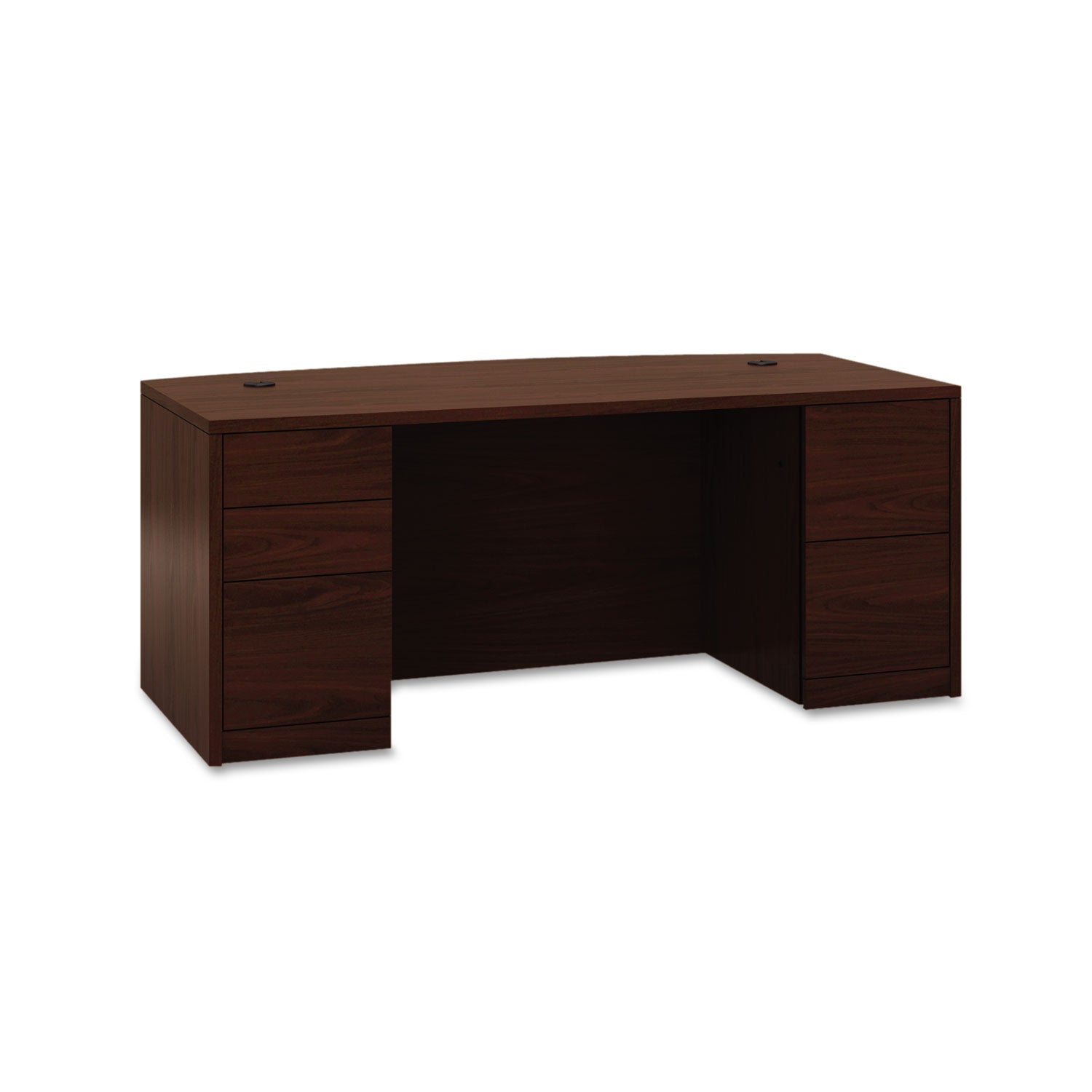 10500 Bow Front Double Pedestal Desk with Full Height Pedestals - 72W x 36D x 29.5H Mahogany Office Desk for Home & Executive Workspaces - Perfect for Professionals & Remote Workers