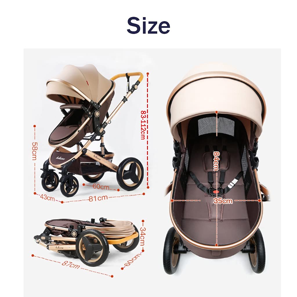 Foldable Baby Stroller with Footmuff - Lightweight Travel System for Toddlers & Infants, Adjustable Canopy & Shock-Absorbing Wheels, Brown - Perfect for Shopping, Travel & Daily Walks