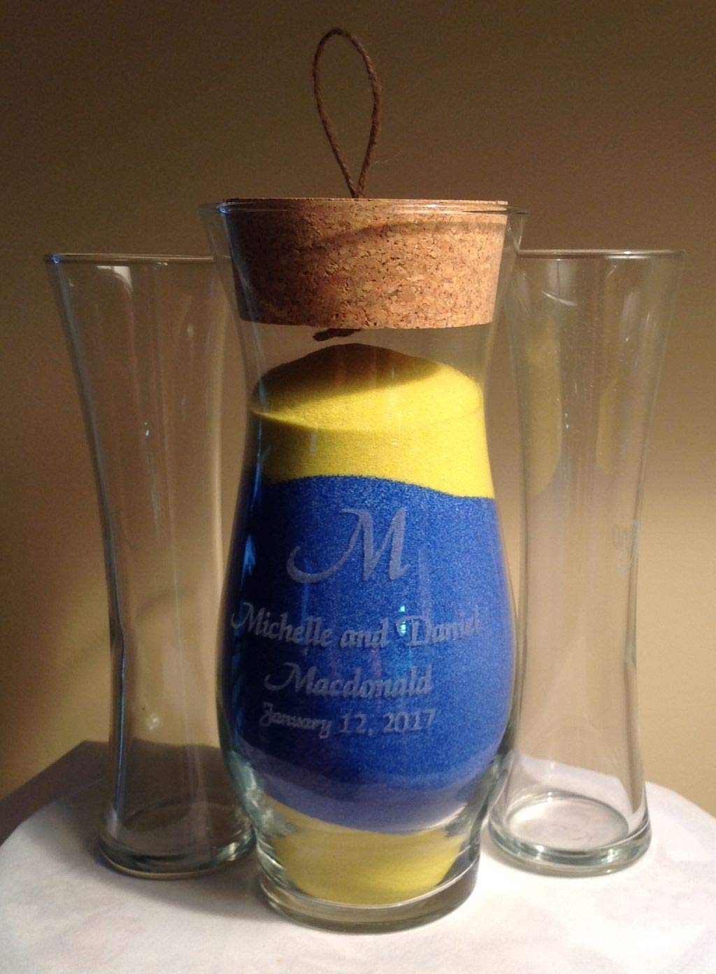 Personalized Unity Sand Ceremony Kit for Weddings & Anniversaries - Cork Stopper & Hana Vase - Perfect for Wedding Vows, Couples Ceremony & Romantic Keepsake