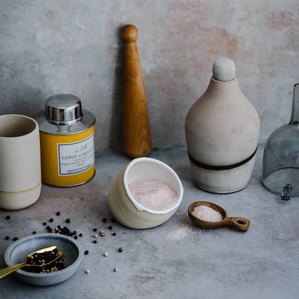 Premium Tilted Ceramic Salt Cellar with Lid - Handcrafted Kitchen Salt Keeper for Cooking, Baking & Tabletop Seasoning - Perfect for Home Chefs & Gourmet Dining