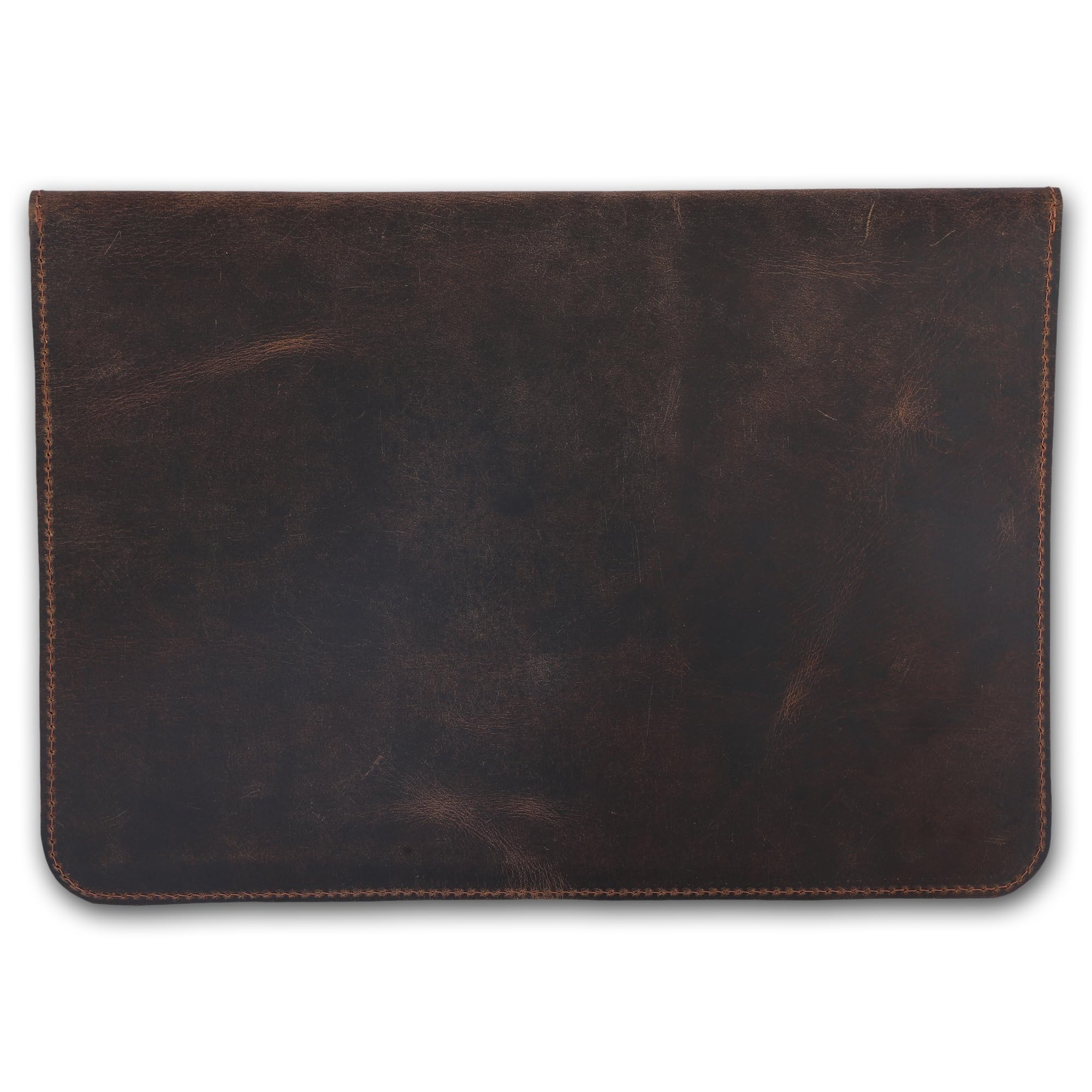 Premium Genuine Leather Laptop Sleeve for MacBook Pro 13-13.3 Inch (M1/M2/M3 Chip) & MacBook Air 14 Inch - Shockproof Protective Case with AirTag Pocket & Pen Holder (Brown) | Perfect for Business Travel, Office & College Use