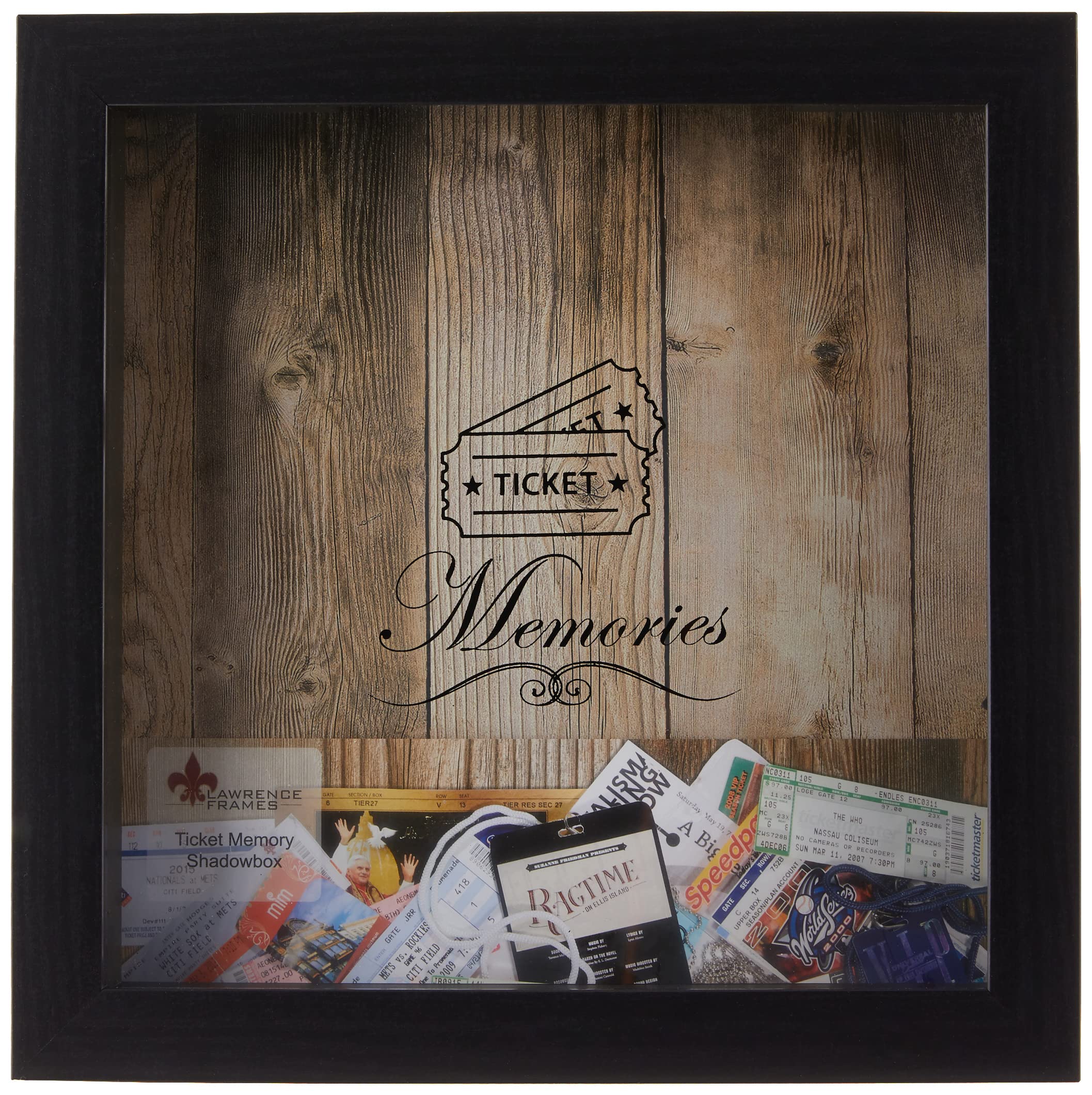 Lawrence Frames Black 10x10 Shadow Box Ticket Holder - Premium Display Case for Concert Tickets, Sports Memorabilia & Collectibles - Perfect for Wall Decor, Gift Giving & Memory Preservation