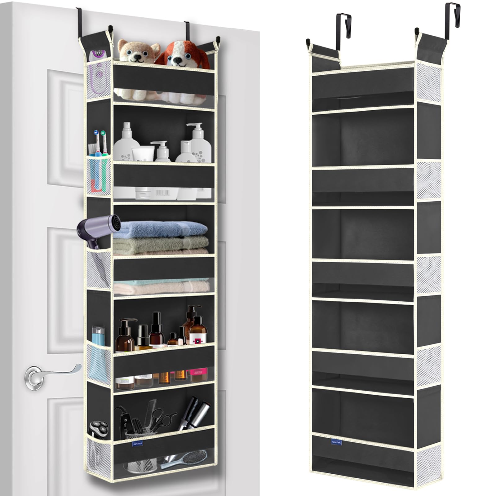 5-Shelf Over The Door Hanging Organizer with 10 Side Pockets - Space Saving Storage for Bathroom, Bedroom, Closet - Perfect for Baby Accessories, Kids Toys, Shoes & More (13
