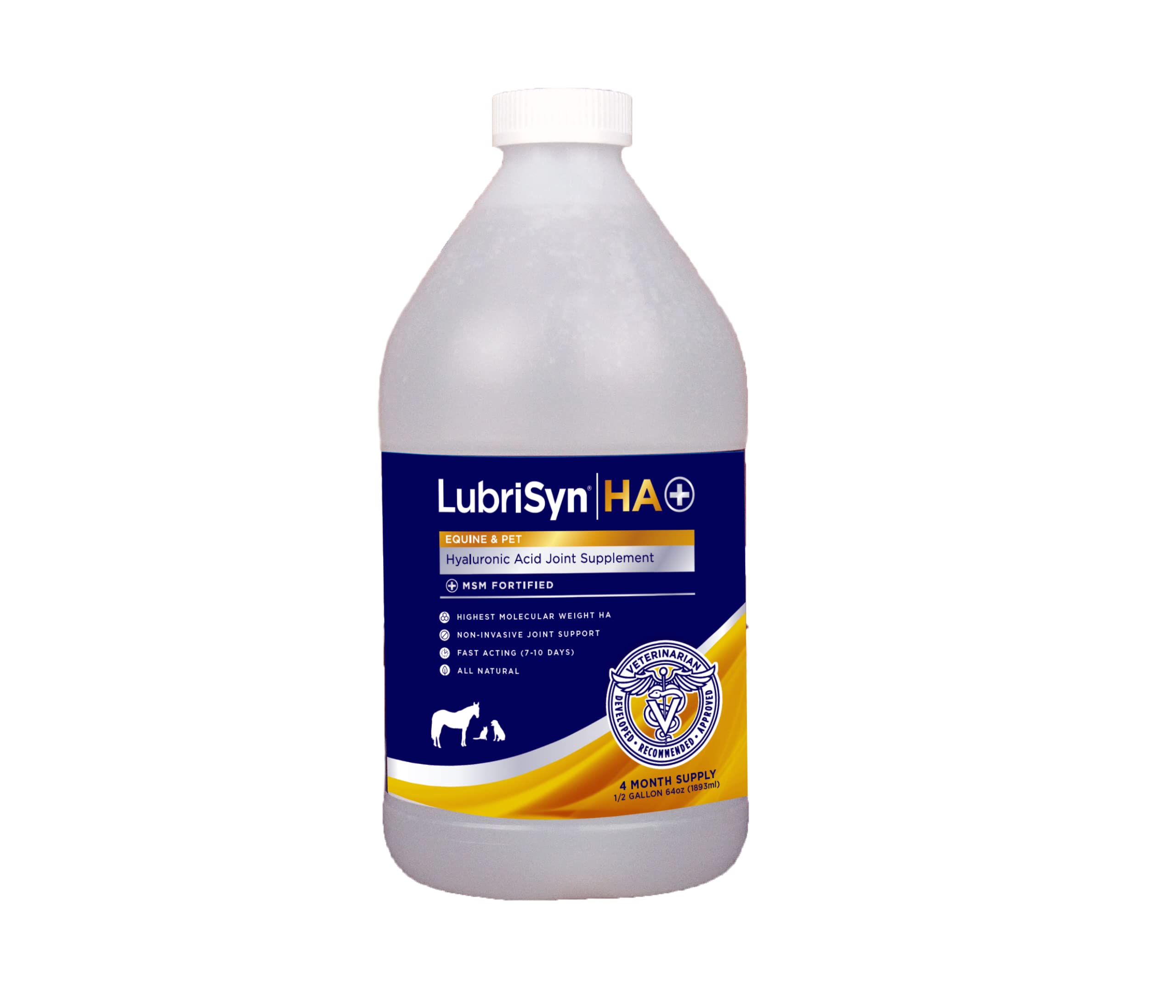 LubriSynHA + MSM Pet & Equine Joint Supplement for Dogs, Cats & Horses - 64oz Liquid Formula for Hip & Joint Health - Supports Mobility & Comfort for Active Pets