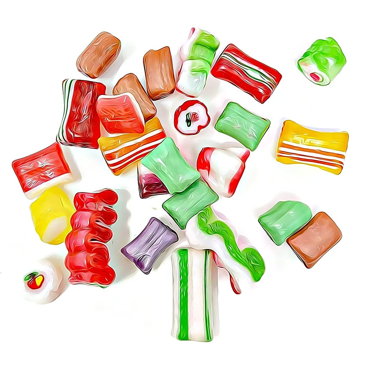 Old Fashioned Hard Candy Assortment - Bulk Mixed Cut Rock Candy & Baby Ribbon Candy - Perfect for Holiday Gifts, Party Favors & Nostalgic Treats