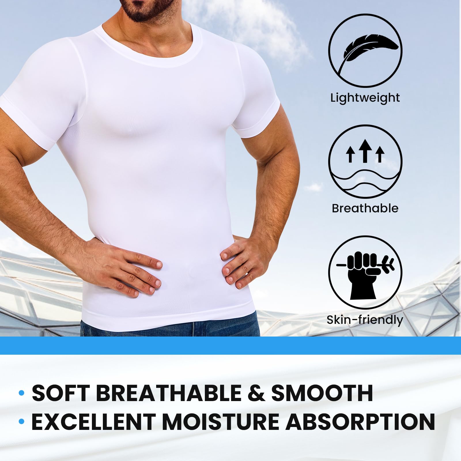 Men's Compression Shirt - Slimming Body Shaper for Tummy Control & Gynecomastia | Gym & Daily Wear
