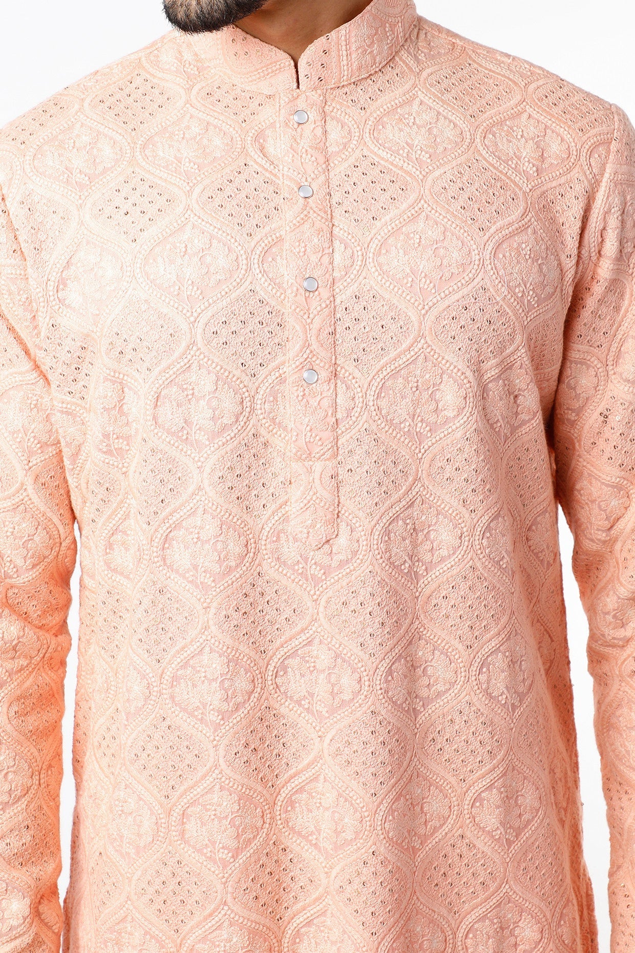 Stylish Peach Chikankari Kurta for Women - Traditional Indian Embroidered Tunic Top - Perfect for Festivals, Weddings & Casual Wear