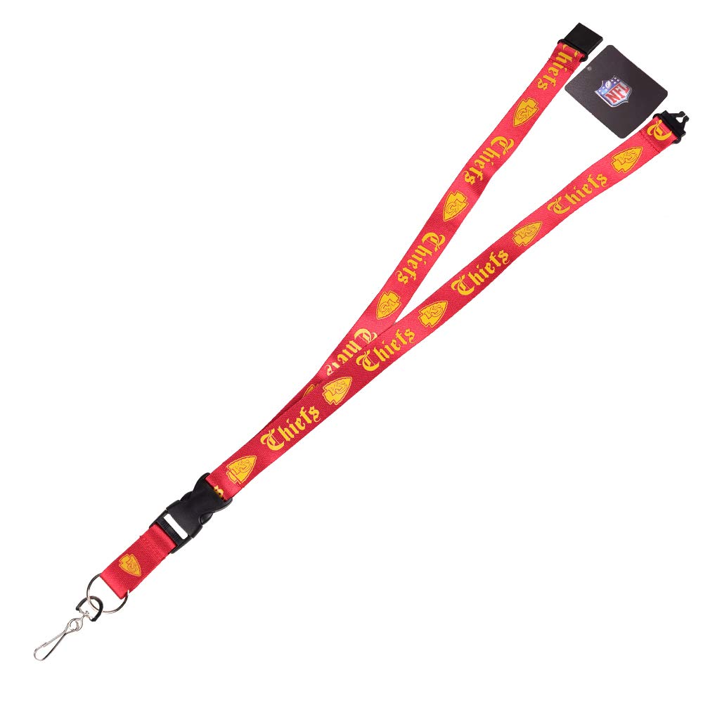 PSG Unisex Kansas City Chiefs Lanyard - Old English Red & Black Team Colors - Adjustable Neck Strap for ID Badges, Keys & Work Accessories - Perfect for NFL Fans, Office & Game Day