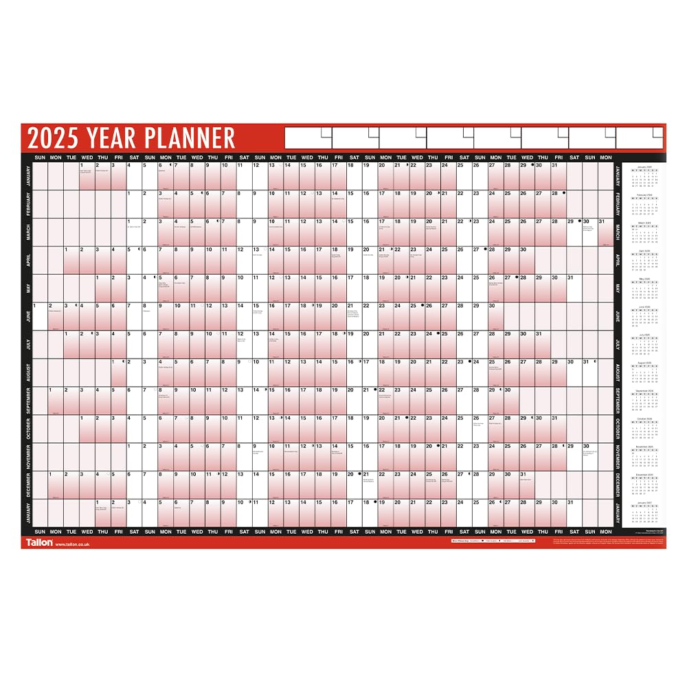 2025 Wall Planner - A1 Size 85cm x 58cm Laminated Annual Calendar with Stickers & Dry Erase Pen | Yearly Organizer Chart for Home Office, Business Planning, School Classroom & Family Scheduling | Perfect for Goal Tracking, Project Management & Wall Decoration
