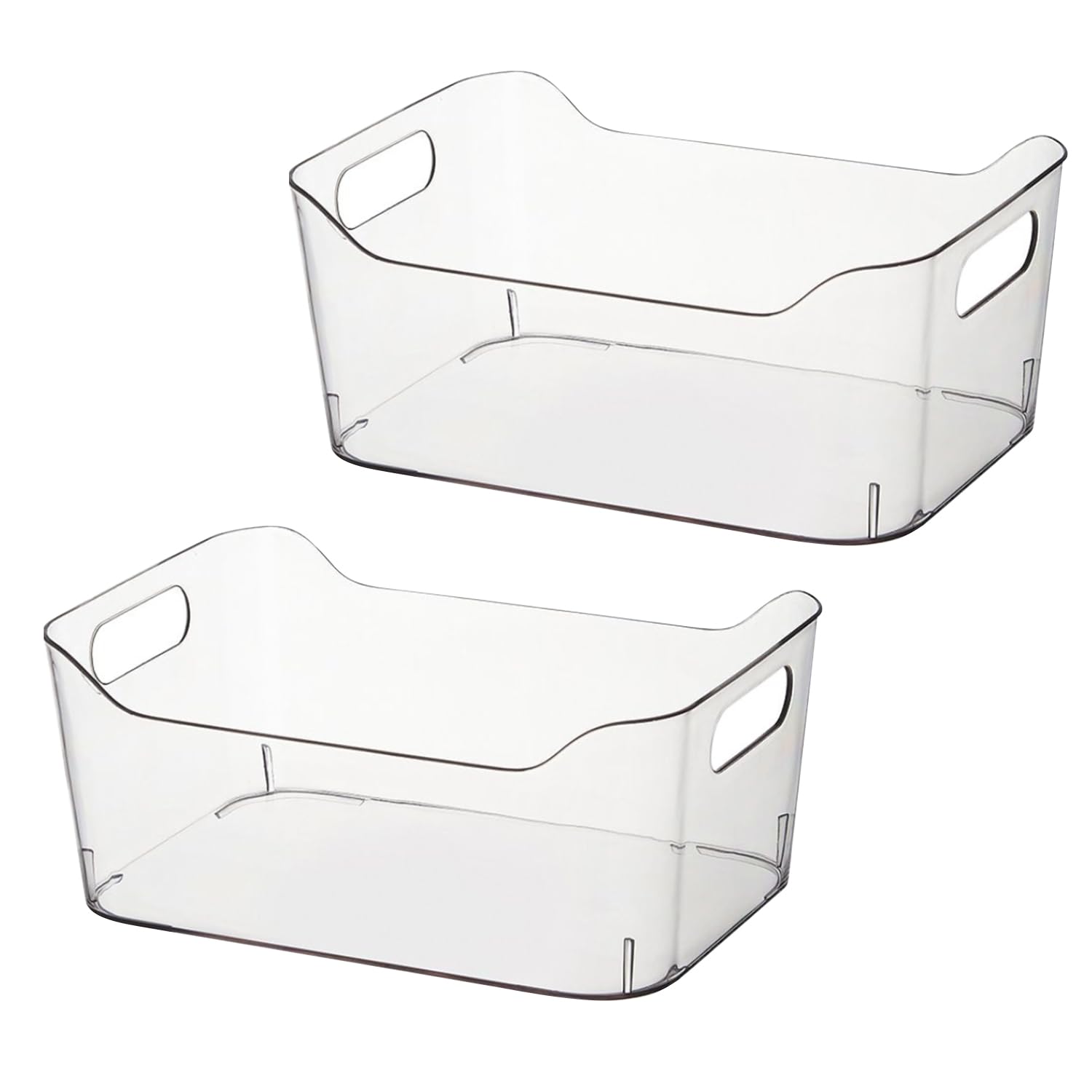 4-Pack Clear Plastic Storage Bins with Handles - Stackable Kitchen & Pantry Organizers for Cabinets, Shelves, Freezer & Fridge - Perfect for Food Storage, Home Organization & Closet Decluttering