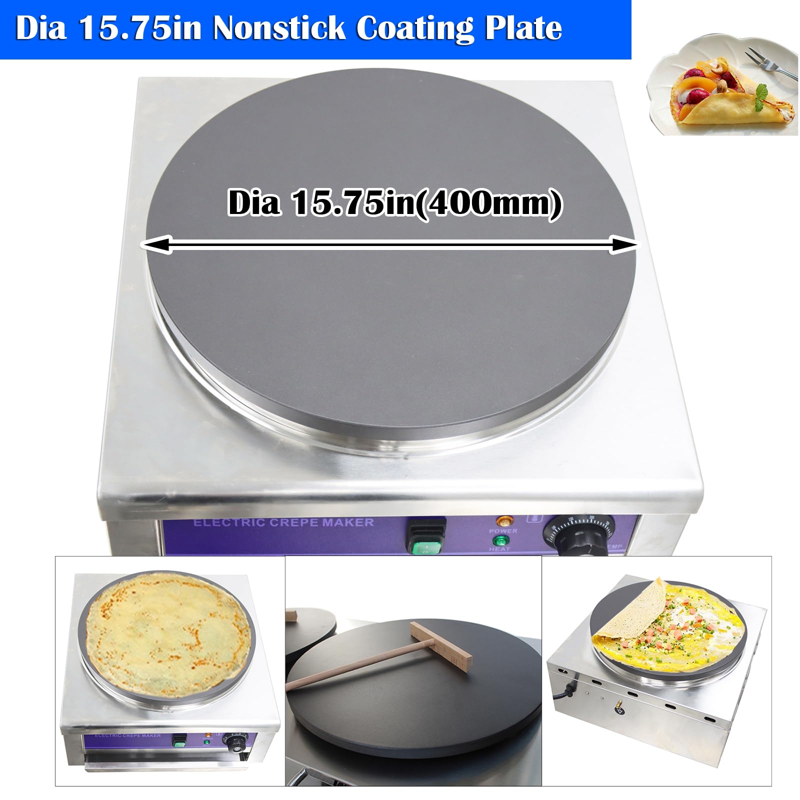 INTBUYING Commercial Electric Crepe Maker - 16