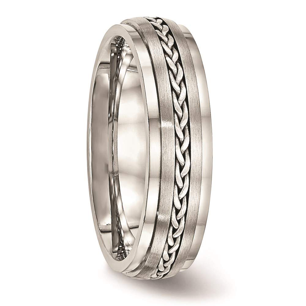 Elegant Stainless Steel Brushed Silver Braid Inlay Ring - Women's Fine Jewelry Gift for Her - Perfect for Anniversaries, Birthdays & Special Occasions