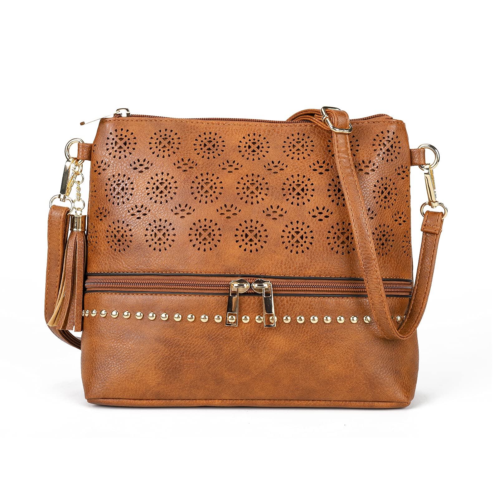 Boho Leather Crossbody Bags for Women - Retro Small Purse for Travel & Daily Use