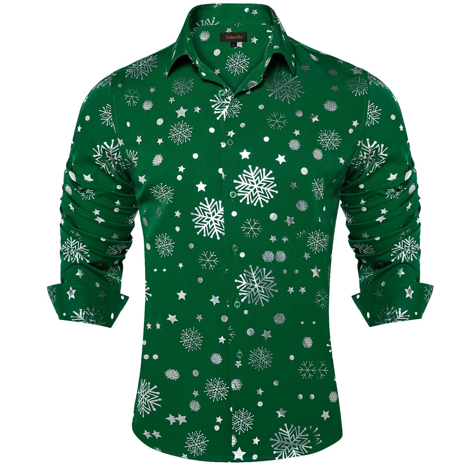 Men's Christmas Dress Shirts - Casual Holiday Long Sleeve Button Down Shirts for Xmas Parties, Festive Office Wear & Vacation Outfits | DiBanGu