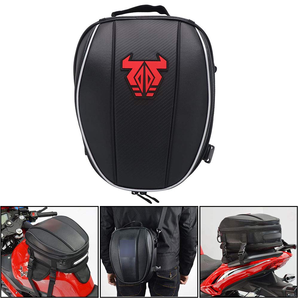 **Waterproof Motorcycle Tail Bag - Dual Seat Saddle Backpack for Travel & Commuting - Durable Luggage Storage with Multiple Pockets (Red) - Perfect for Road Trips, Daily Rides & Adventure Tours**