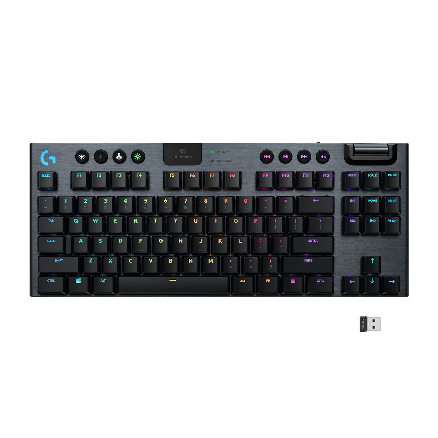 Logitech G915 TKL Wireless Mechanical Gaming Keyboard - Tenkeyless Design, Low Profile Switches, LIGHTSYNC RGB Backlighting, Bluetooth & Lightspeed Wireless - Black (Clicky Switch) | Perfect for PC Gaming, Office Work & Streaming Setups
