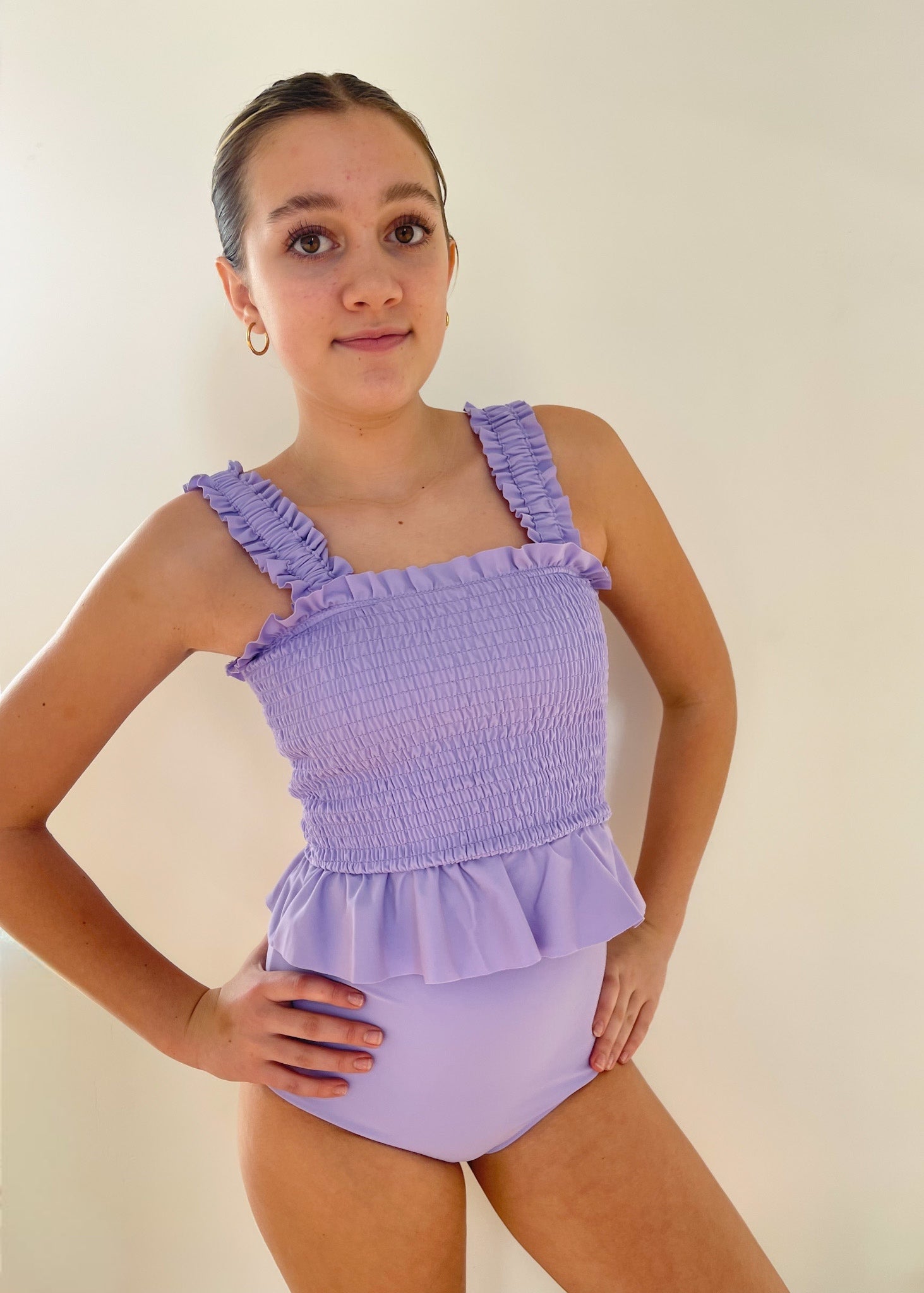 Tween Saidee Girls' Lilac Smocked Tankini Swimsuit - $56 | Perfect for Pool Parties, Beach Vacations & Summer Swimwear