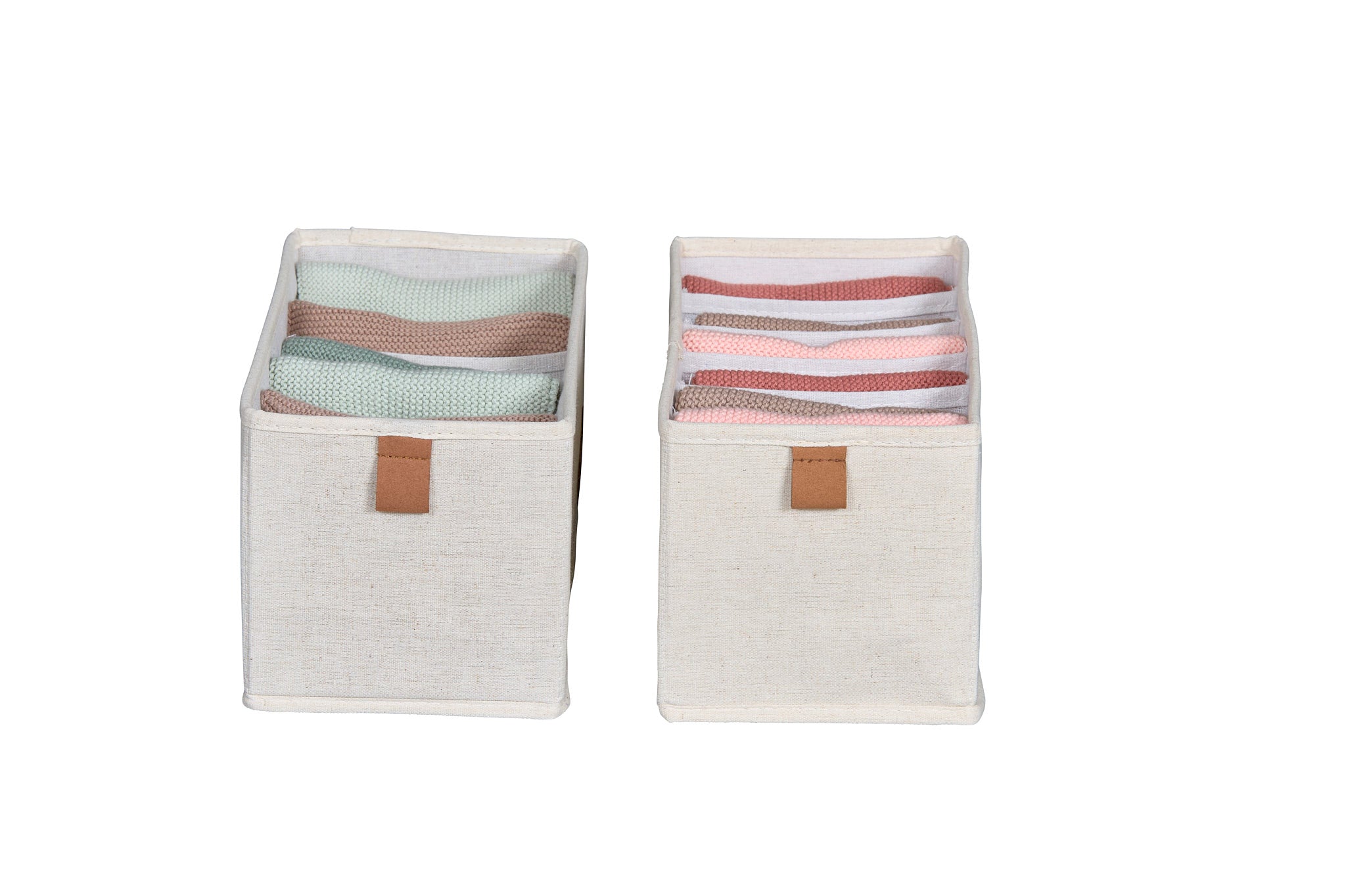 Premium Fabric Wardrobe Organizer Set - 6 Compartments, 2-Piece (Cream) | Closet Storage Solution for Bedroom, Dorm & Travel