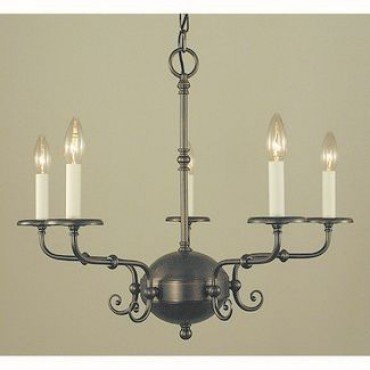 2825 AS Jamestown 5-Light Chandelier in Antique Silver Finish - Elegant Dining Room Lighting Fixture for Home Decor