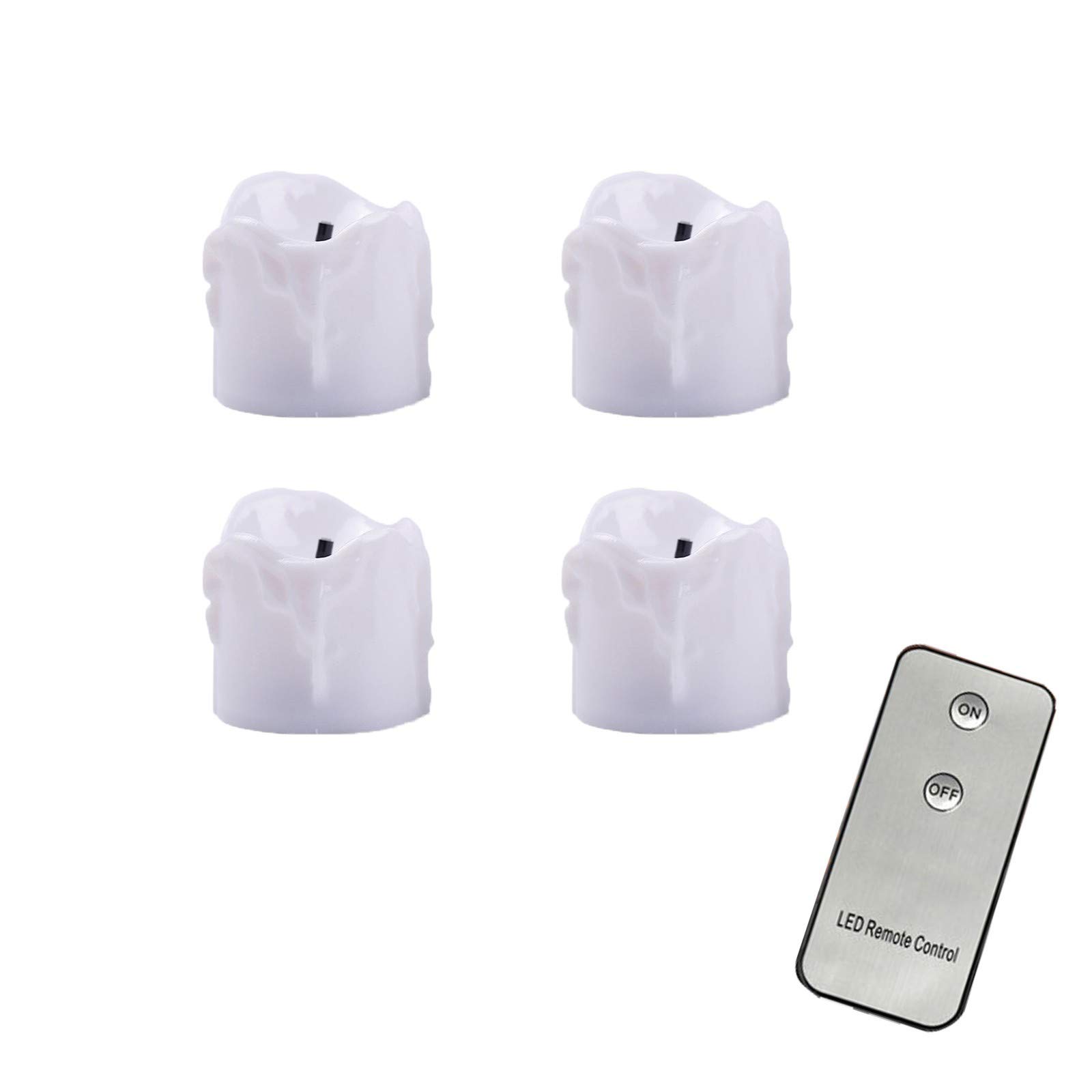 4PCS Remote Control LED Candles with 10-Count String Lights - Flameless Decorative Candles for Weddings, Valentine's Day & Home Decor - Battery Operated White Cord Candles (Multiple Colors, One Size) - Perfect for Romantic Dinners, Party Centerpieces and Holiday Decorations
