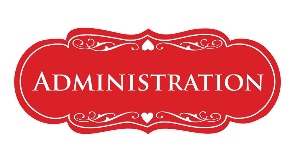 ByLITA Designer Office Administration Sign - Large Red Metal Wall Decor for Professional Workspaces & Home Offices