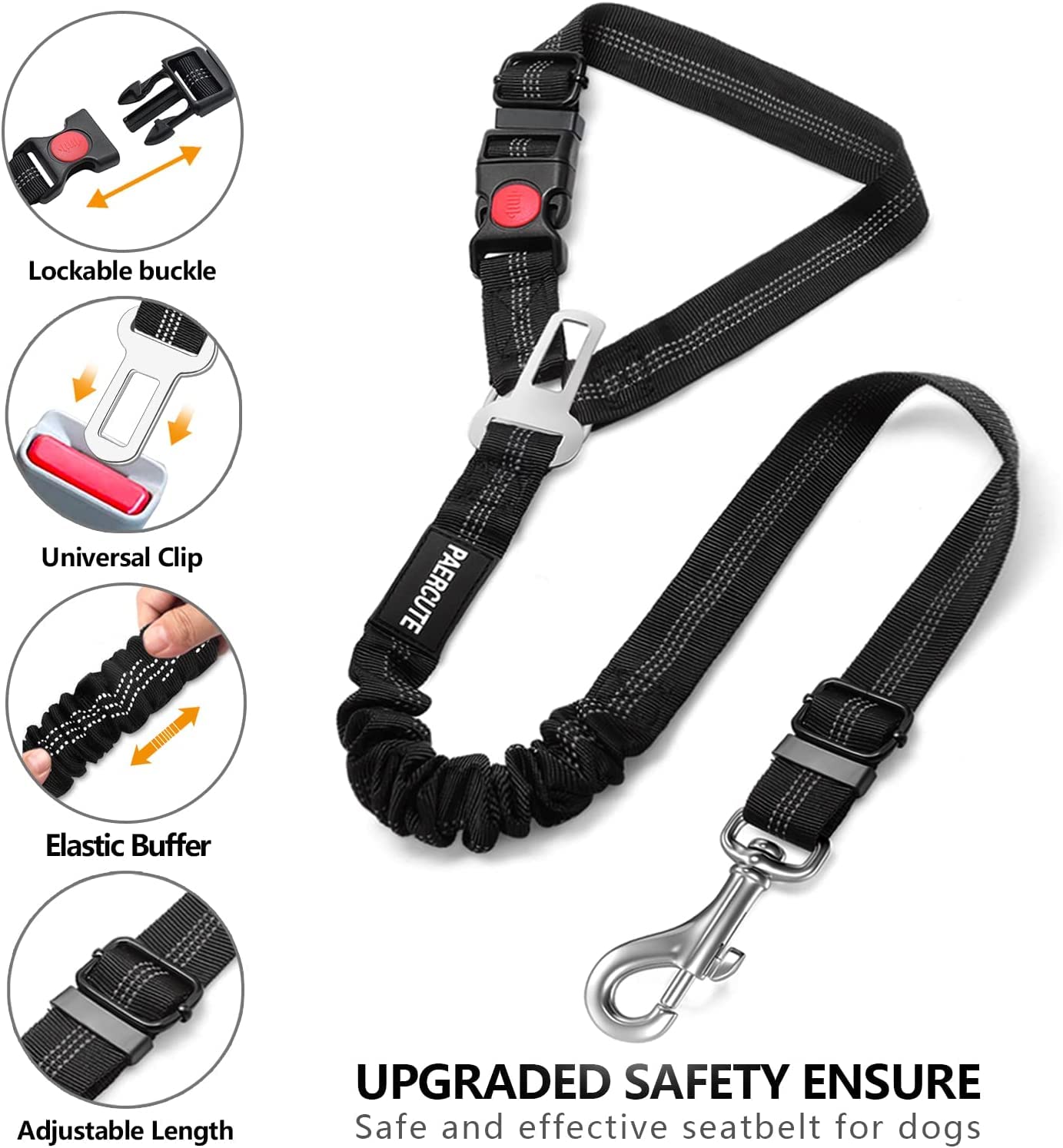 2-Piece Retractable Dog Seat Belt Set - Adjustable Heavy Duty Pet Car Harness for Vehicle Headrest Restraint | Durable & Elastic Dog Car Safety Belt for Small Medium Large Dogs | Perfect for Road Trips, Daily Commutes & Vet Visits