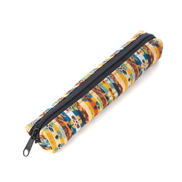 Nishijin Woven Pencil Case - Traditional Kyoto Japanese Craft with Floral & Bird Design - Handmade in Japan for School, Office & Gift Use