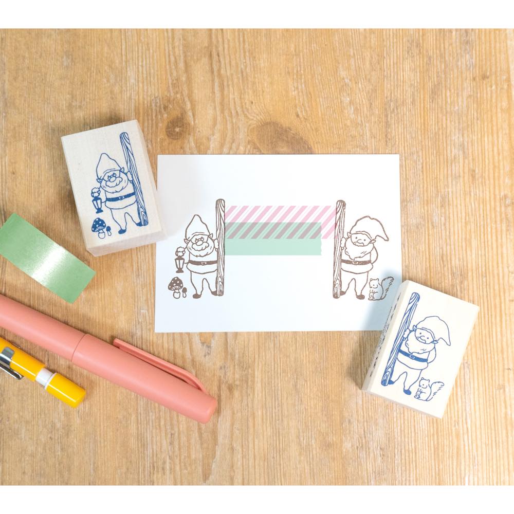 Beverly Companion Rubber Stamp - Gnome & Squirrel Design for DIY Crafts, Scrapbooking & Card Making | Whimsical Handmade Gift Idea