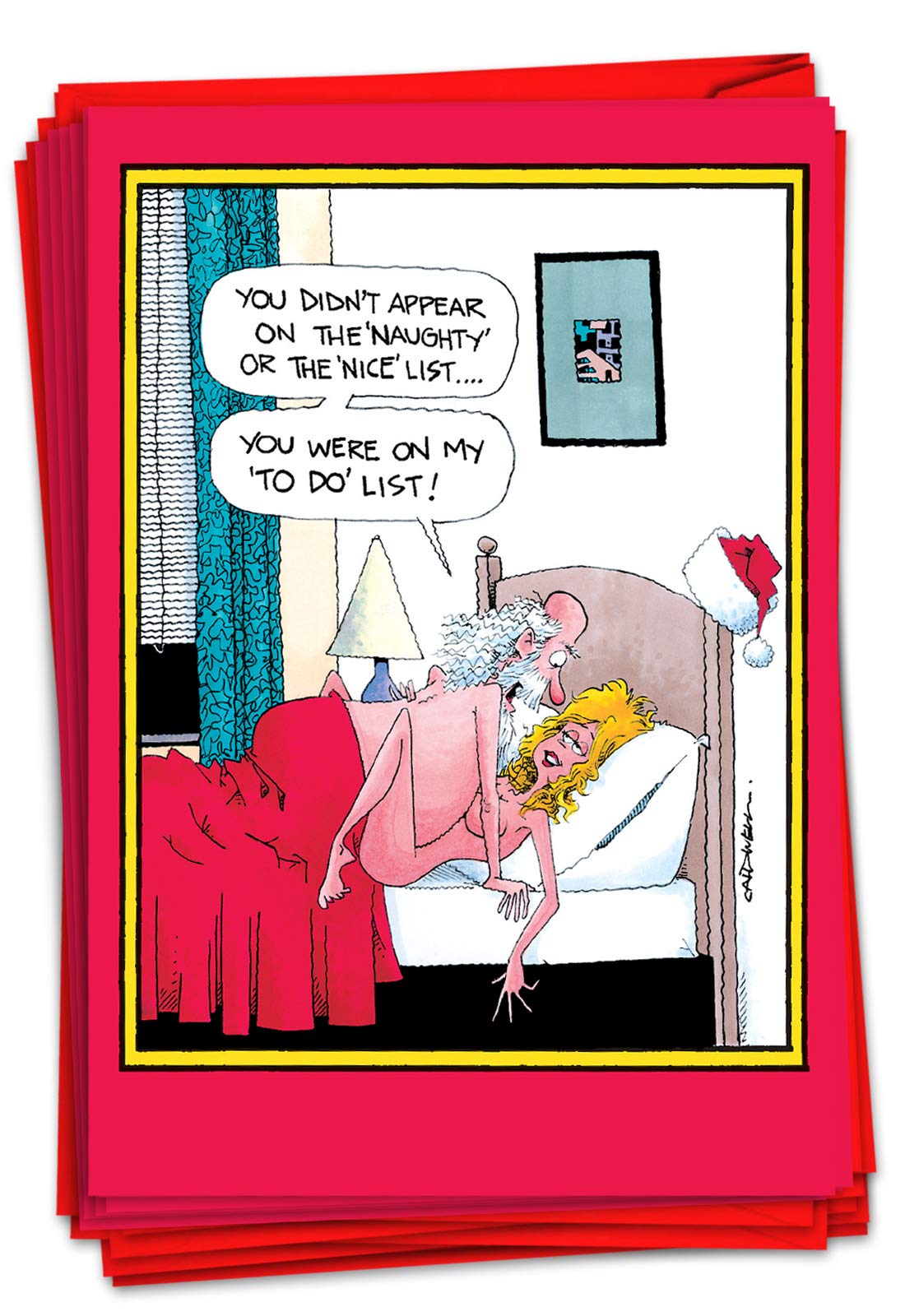 NobleWorks - Box of 12 Funny Adult Christmas Cards with Holiday Humor - Happy Holiday Notecard Set (1 Design, 12 Cards) - Perfect for Office Parties, Family Gatherings & Secret Santa Exchanges