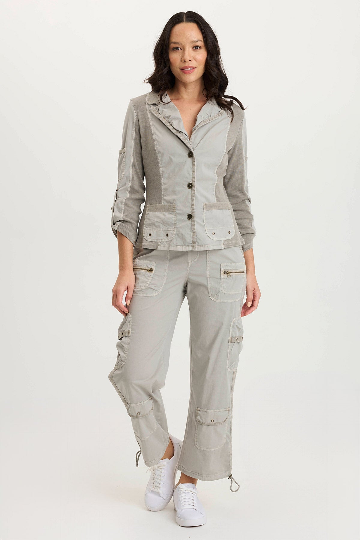 Langley Women's Poplin Cinched Leg Cargo Pants - Comfortable Casual Work Pants for Outdoor Activities & Travel