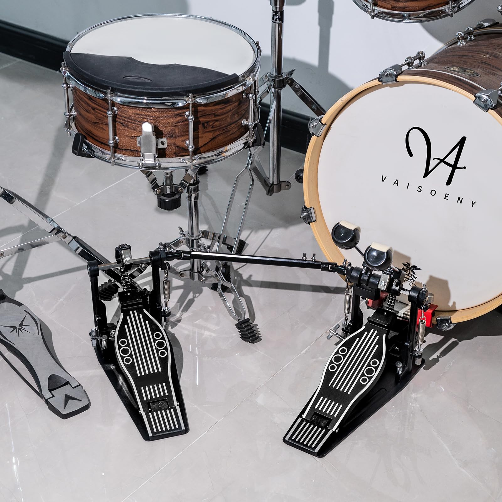 **Heavy Duty Double Bass Drum Pedal - Double Chain Drive for Acoustic & Electronic Drum Kits - Professional Double Kick Pedal (Model V-ST13) - Perfect for Metal, Rock & Live Performances**