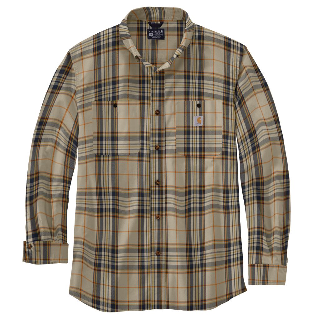 Rugged Flex Relaxed Fit Lightweight Long Sleeve Shirt for Men - Comfortable Oat Milk Color Outdoor Work Shirt - Perfect for Hiking, Camping & Casual Wear