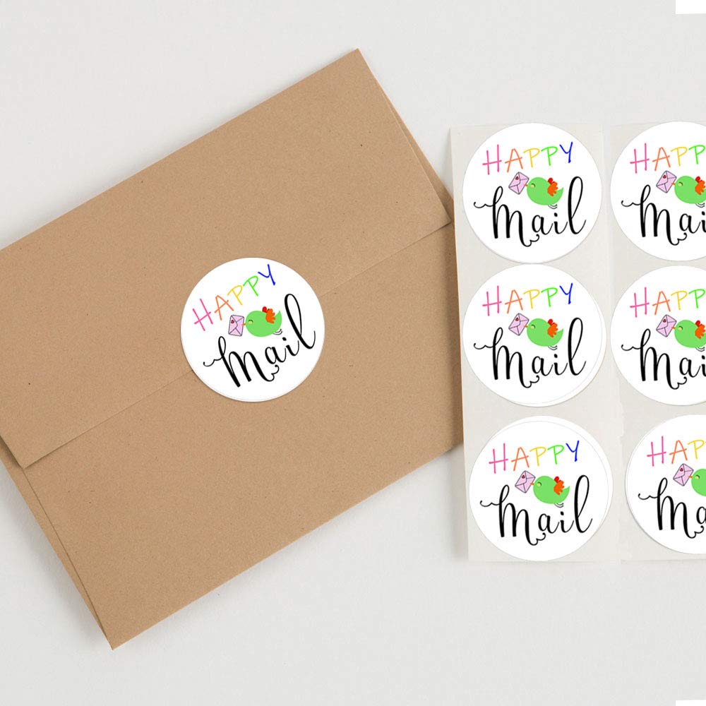120pcs Happy Mail Stickers - Cute Heart-Shaped Package Labels for Envelopes (1.6 Inch) | Perfect for DIY Scrapbooking, Gift Wrapping & Letter Sealing | Adhesive Decorative Stickers for Mail Art & Craft Projects