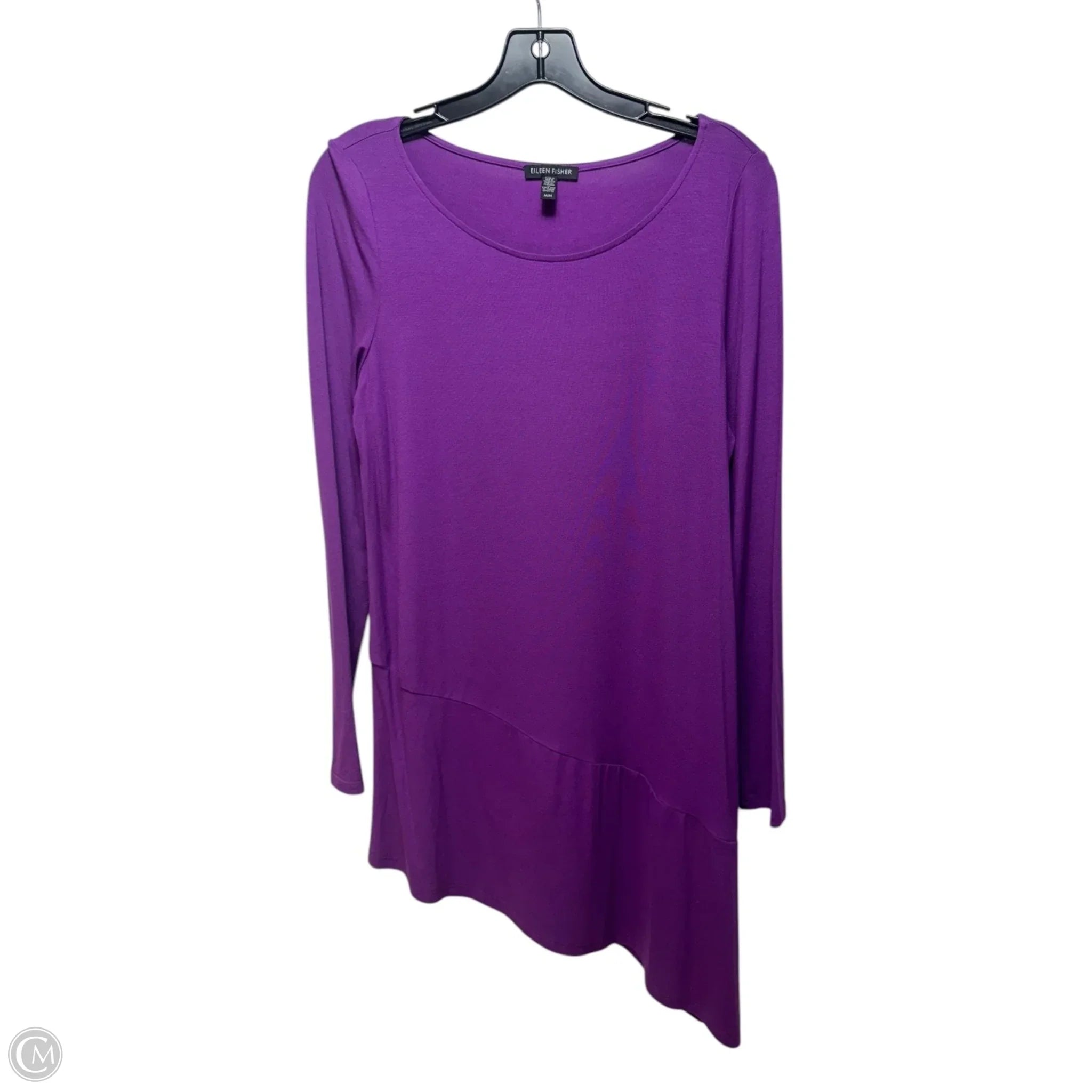 Eileen Fisher Purple Asymmetrical Hem Long Sleeve Top - Size M | Women's Casual Wear for Office & Everyday Outfits
