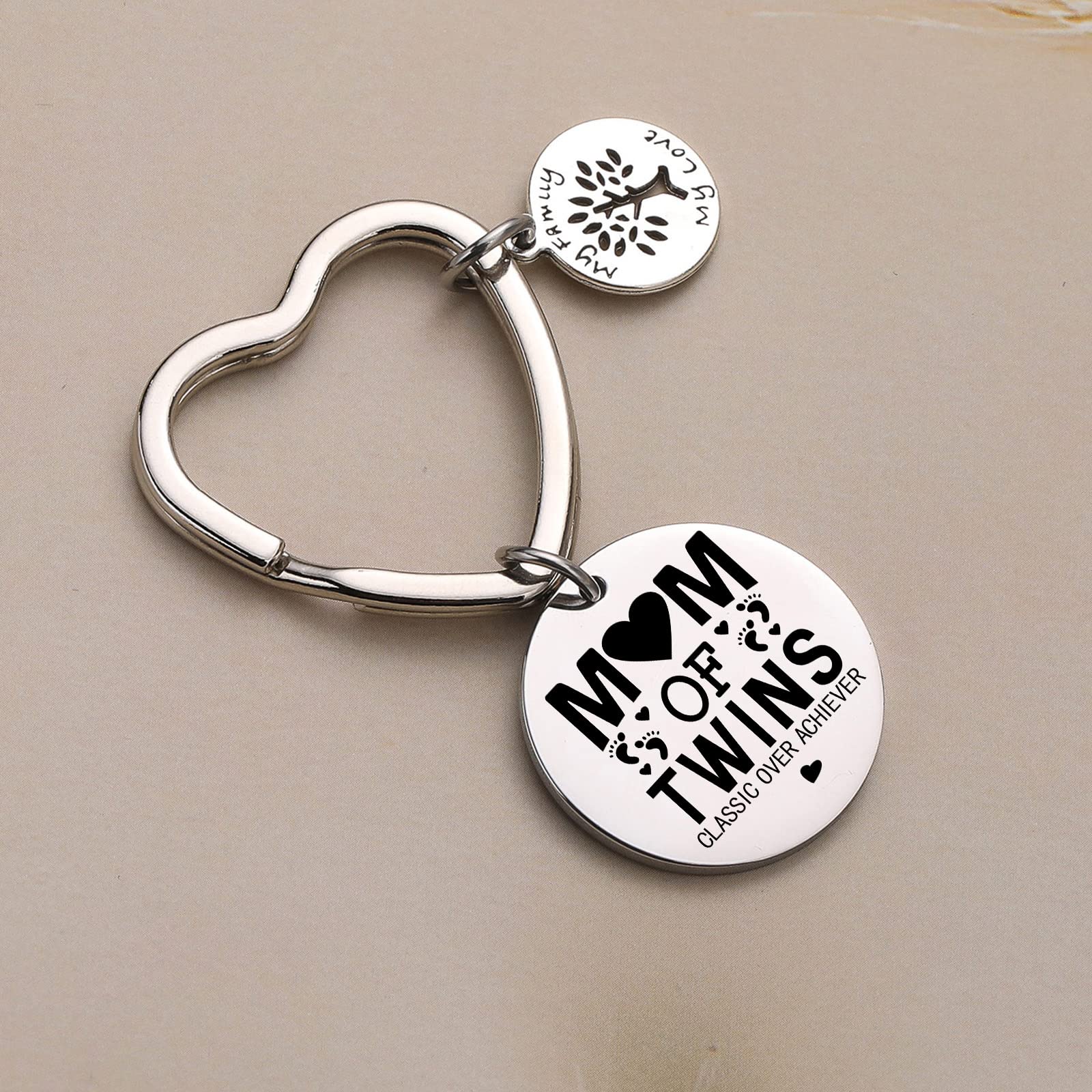 Twin Mom Jewelry - Elegant Mother of Twins Gift, New Mom Necklace, Pregnancy Announcement Keychain, Baby Shower & Mother's Day Jewelry for Wife - Perfect for Celebrating Motherhood & Special Occasions