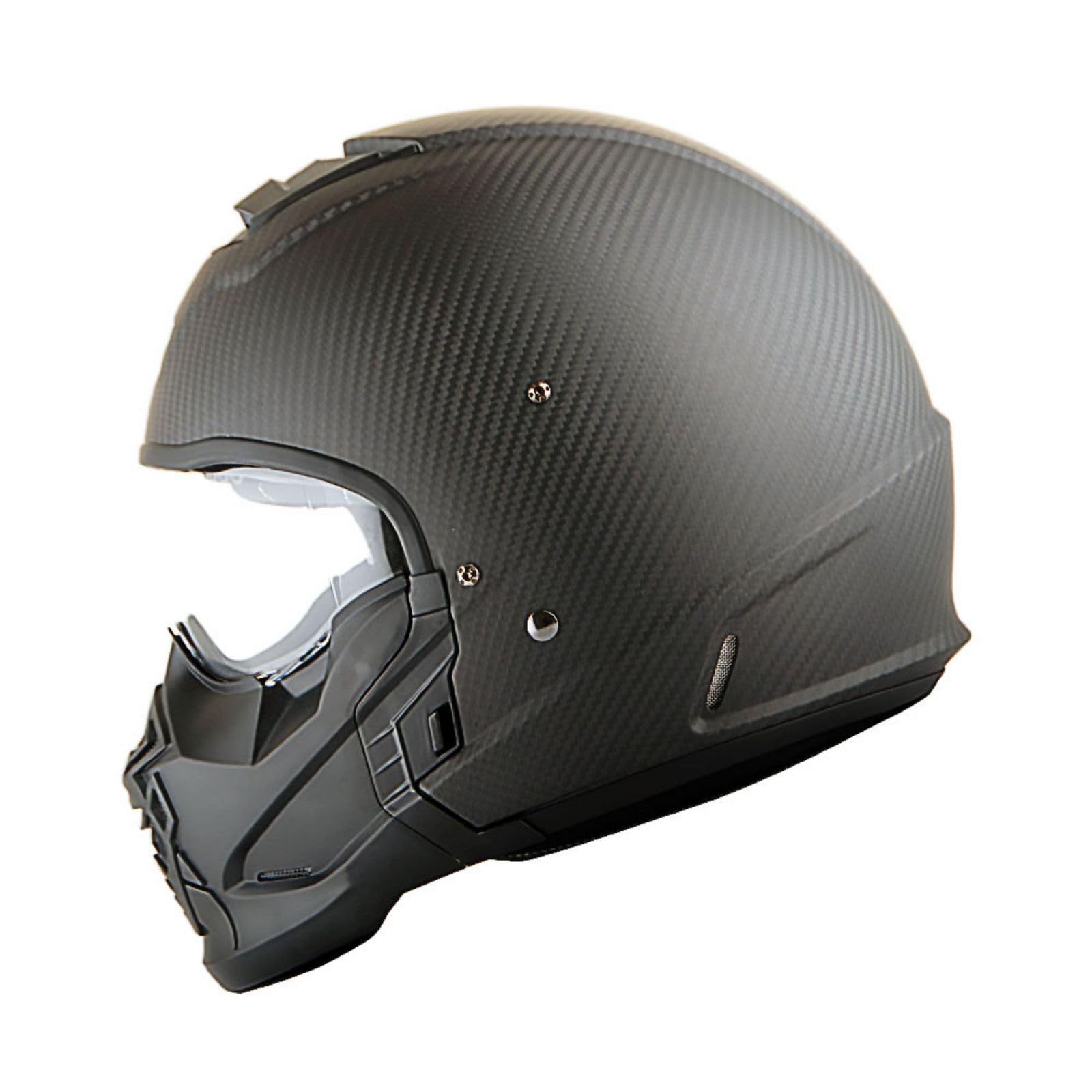 Martian Genuine Carbon Fiber Motorcycle Helmet HB-B2 - DOT Approved Full Face & Open Face Glossy Black - Lightweight & Durable for Street Riding, Racing & Cruising