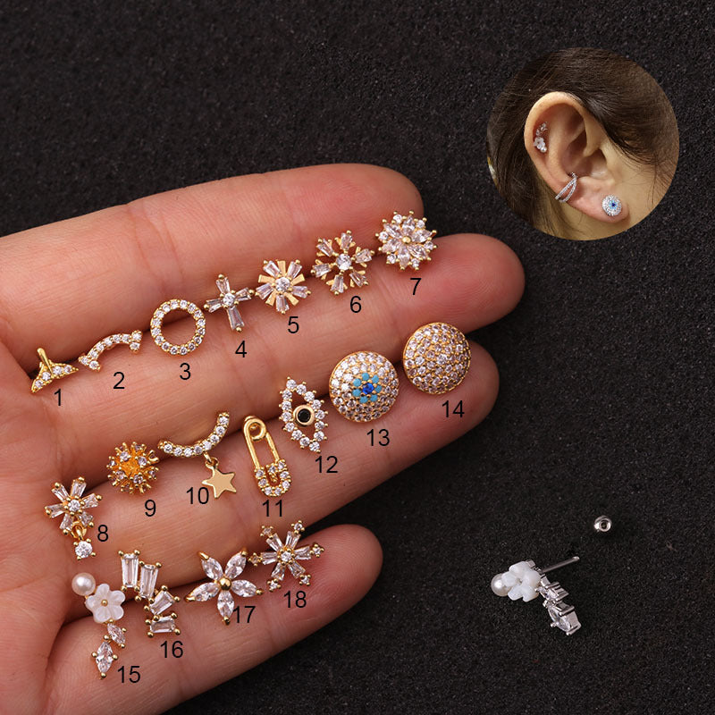 20G Safety Pin Cartilage Forward Helix Stud Earrings - Surgical Steel Body Jewelry for Tragus, Helix, and Ear Piercings | Perfect for Everyday Wear and Alternative Fashion Styles | HSPJ19119