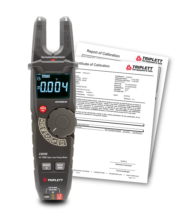 200A True RMS Open Jaw Clamp Meter (CM200) - Digital Multimeter for AC/DC Current, Voltage, Resistance - Perfect for Electricians, HVAC Technicians & DIY Home Electrical Work