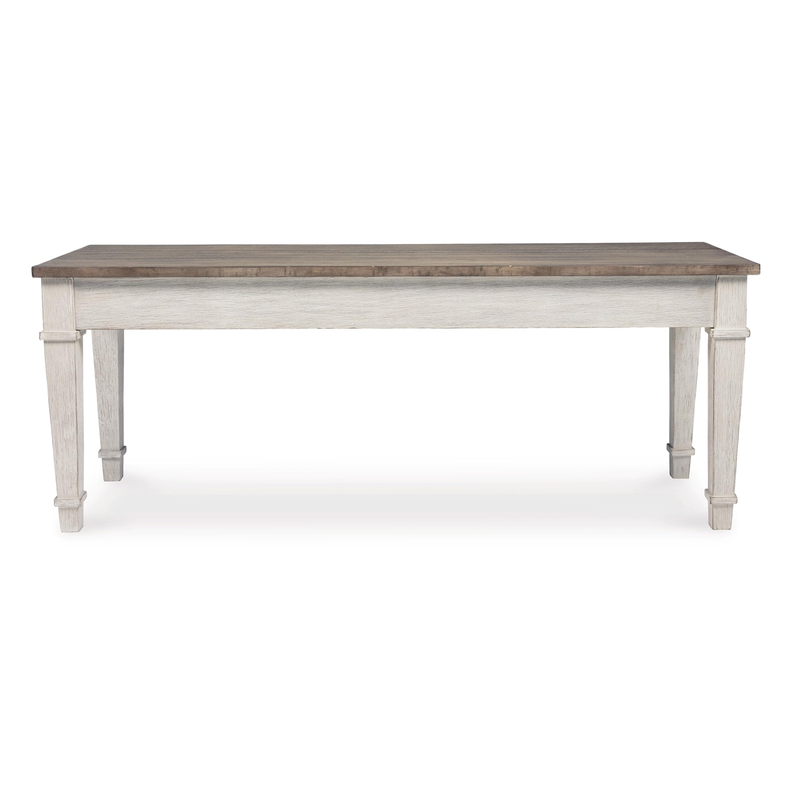 Benjara Rectangular Wooden Storage Bench with Under Seat Compartment - Antique Brown & White Finish - Perfect for Entryway, Bedroom, or Living Room Organization