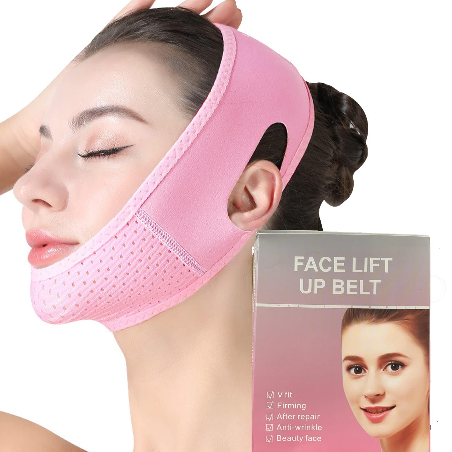 V Line Lifting Mask for Double Chin Reduction - Face Slimming Belt & Chin Strap for Women - Anti-Aging Skin Tightening Face Lift Tape for Sagging Skin Prevention | Perfect for Home Spa, Self-Care Routine & Beauty Treatments