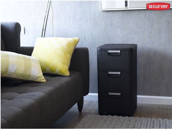 Rattan Style 3-Drawer Storage Cabinet - Natural Woven Wicker Dresser for Bedroom, Living Room & Office Organization