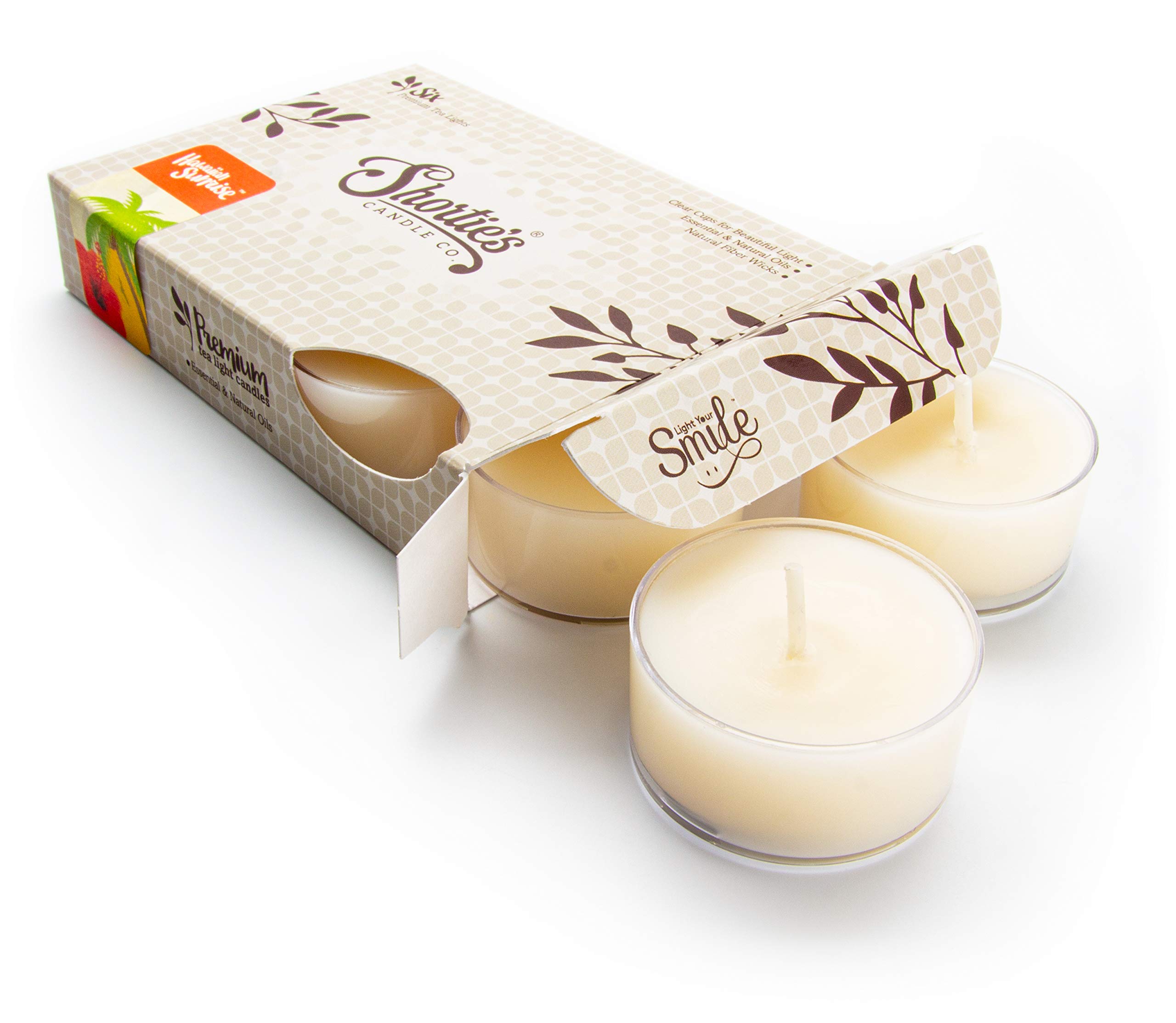 Hawaiian Sunrise Premium Scented Tealight Candles - 6 Pack Orange Essential Oil Candles, Highly Fragranced, Made in USA - Fresh & Clean Collection - Perfect for Relaxation, Spa, Meditation & Home Decor