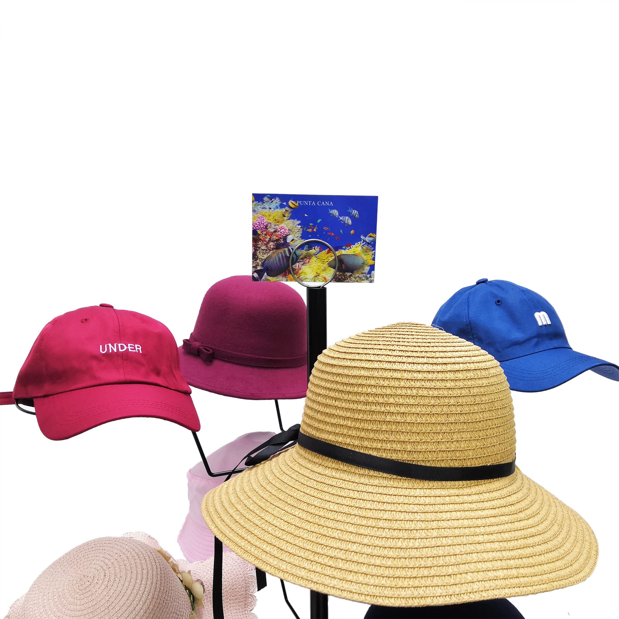 FixtureDisplays® 3-Tier Countertop Hat Rack - 12 Hat Capacity Headwear & Wig Display Stand (24x24x37 Inches) - Perfect for Retail Stores, Boutiques & Home Organization - Model 10125-2D
