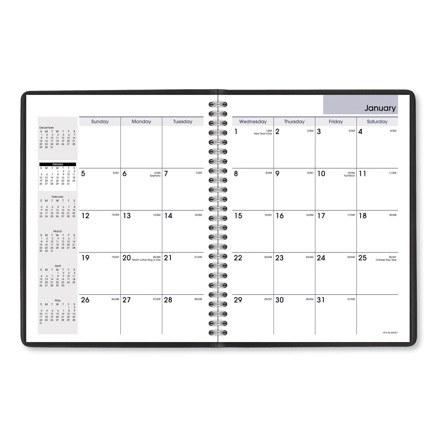 AT A GLANCE® 2025 DayMinder Monthly Planner - 8.75 x 7 Inches, Black Cover, 12 Months (January-December) with Notes Column & Ruled Blocks | Perfect for Office, School & Personal Organization