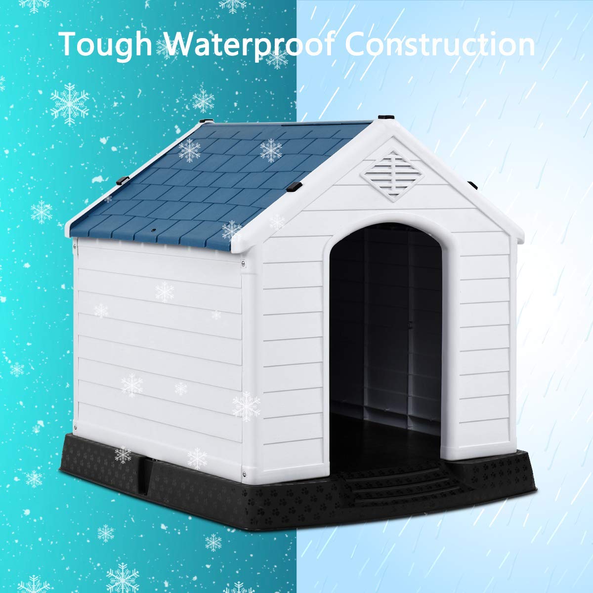 **Giantex Waterproof Plastic Dog House for Medium Dogs - Outdoor & Indoor Pet Kennel with Air Vents, Elevated Floor, Easy Assembly - Perfect for Backyard, Patio, or Feeding Station**