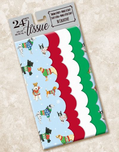 Bundled Up Dogs Scalloped Tissue Paper - Decorative Gift Wrapping Paper for Birthdays, Parties & Holidays - Perfect for DIY Crafts, Scrapbooking & Home Decor